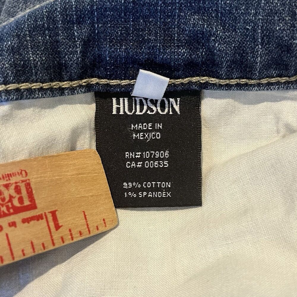 Hudson Jeans Men's Size 34 Blue Denim Byron Straight Leg Distressed 5-Pockets - Picture 10 of 14